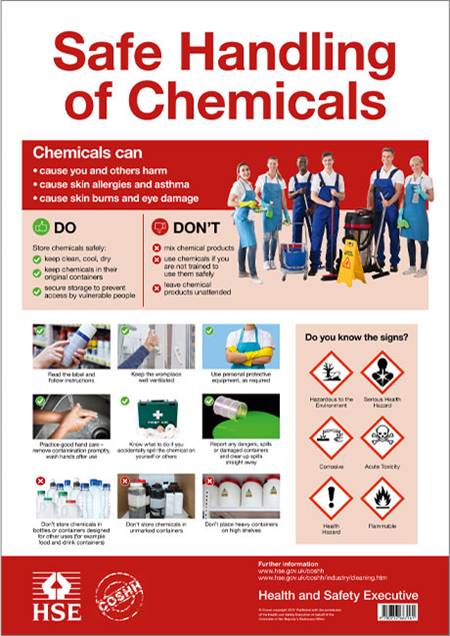 COSHH Safe Handling of Chemicals Poster